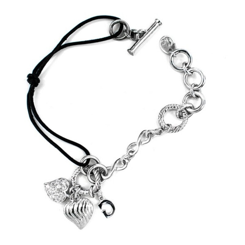 Bracciale da donna GC Watches CL107B03 Pelle nera Argento sterling Argento (19 cm)