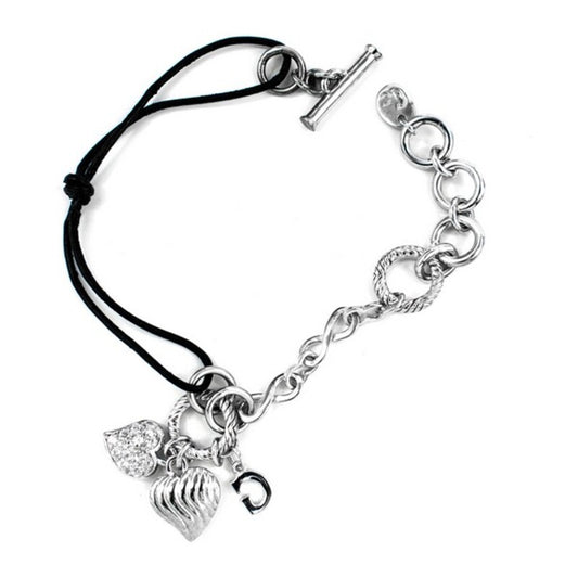 Bracciale da donna GC Watches CL107B03 Pelle nera Argento sterling Argento (19 cm)