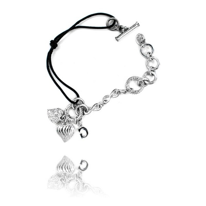 Bracciale da donna GC Watches CL107B03 Pelle nera Argento sterling Argento (19 cm)