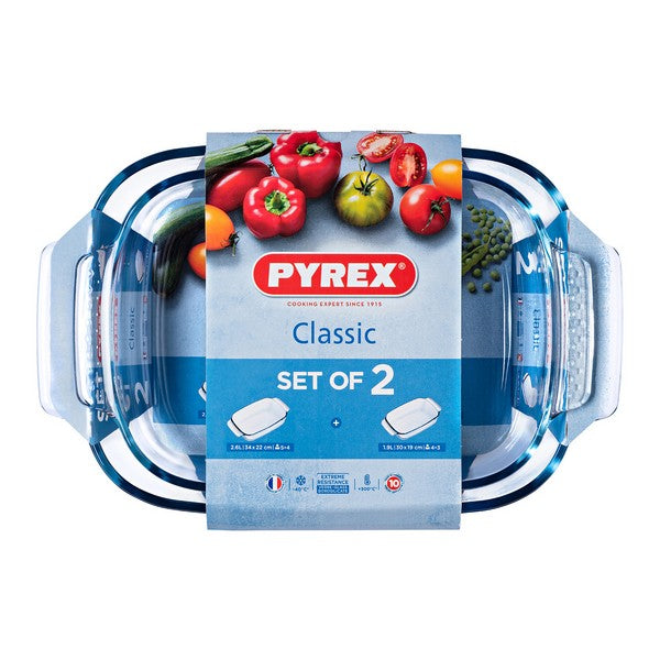 Set Pirofile Pyrex Classic Vetro Borosilicato Trasparente (2 pz)