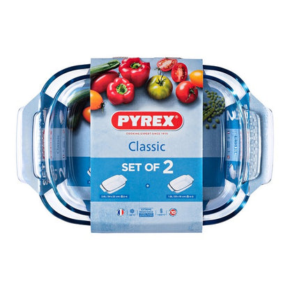 Set Pirofile Pyrex Classic Vetro Borosilicato Trasparente (2 pz)
