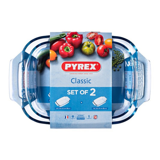 Set Pirofile Pyrex Classic Vetro Borosilicato Trasparente (2 pz)