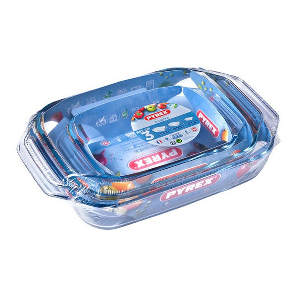 Set Pirofile Forno Pyrex Vetro Borosilicato Trasparente (3 pz)