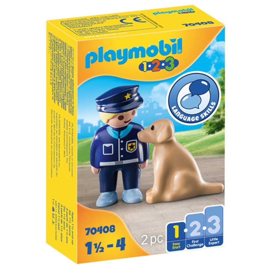 Playset Polizia con Cane 1 Easy Starter Playmobil 70408 (2 pz)
