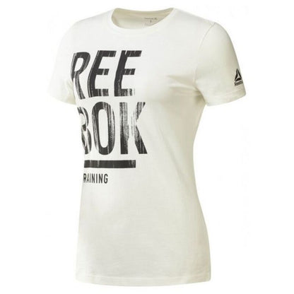 T-shirt a maniche corte da donna Reebok Training Split Tee Bianca