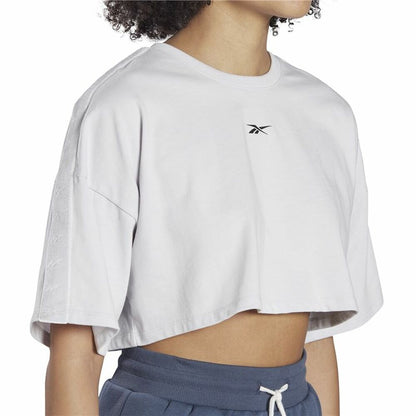 T-shirt a maniche corte da donna Reebok Fitness Crop Vector Velour Grigio chiaro