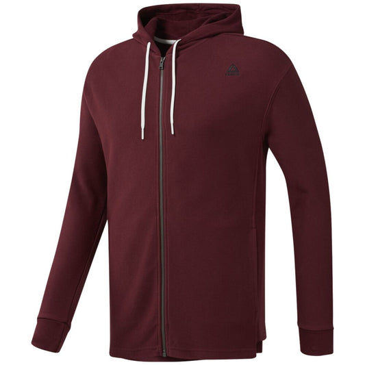 Felpa con cappuccio da uomo Reebok TE TWILL FZ HOODIE EC079 Marrone