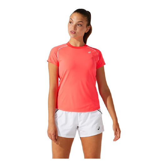 T-shirt manica corta da donna Asics Court Piping Arancione Corallo