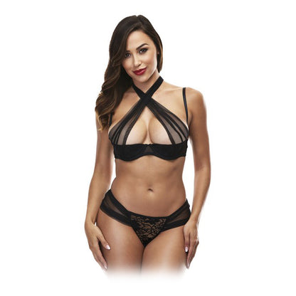 Completo Intimo in Pizzo Criss Cross Baci Lingerie Nero