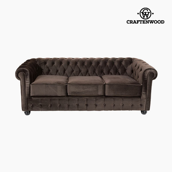 Divano Chesterfield a 3 posti in velluto marrone - Collezione Relax Retro di Craftenwood
