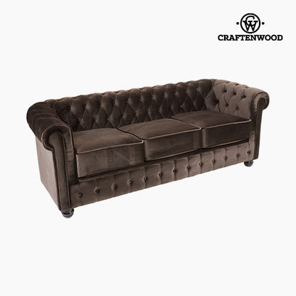 Divano Chesterfield a 3 posti in velluto marrone - Collezione Relax Retro di Craftenwood