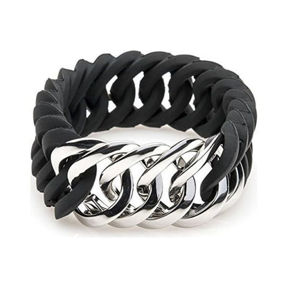 Bracciale TheRubz 100174 Silicone Nero Acciaio inossidabile Argento Acciaio/Silicone