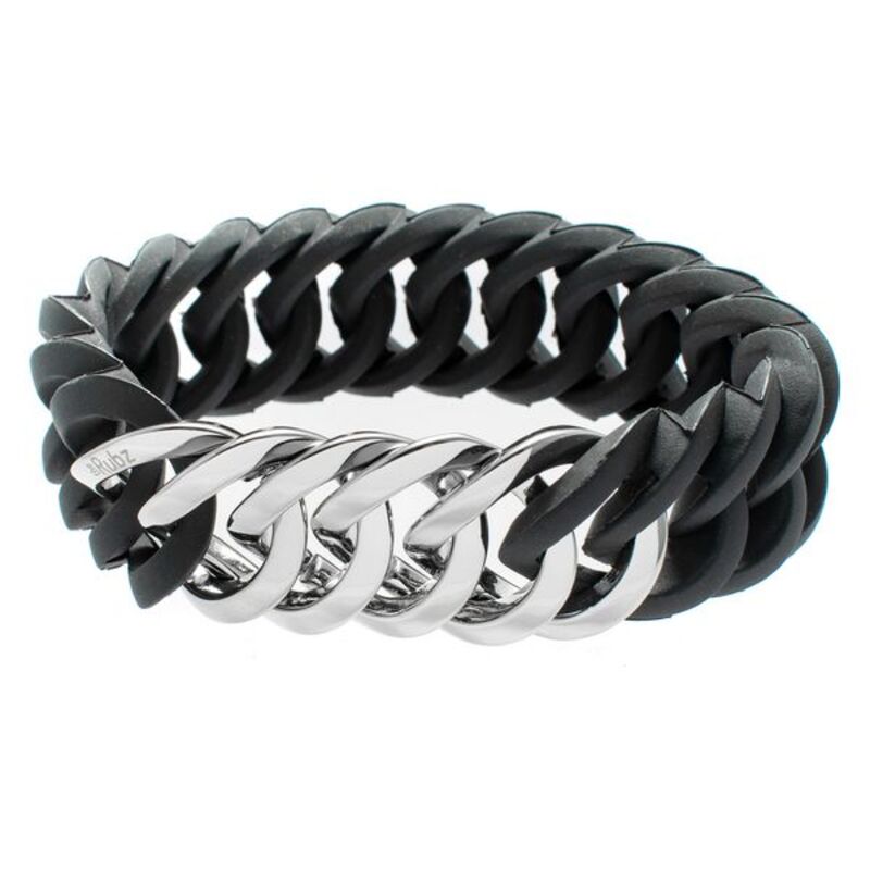 Bracciale TheRubz 100174 Silicone Nero Acciaio inossidabile Argento Acciaio/Silicone