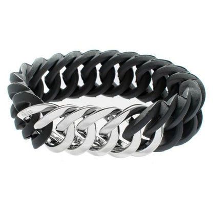 Bracciale TheRubz 100174 Silicone Nero Acciaio inossidabile Argento Acciaio/Silicone