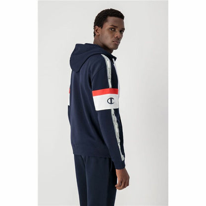 Felpa con cappuccio da uomo Champion Arm Stripe M Blu navy