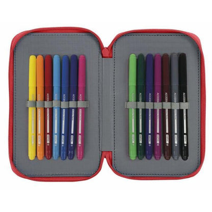 Double Pencil Case Real Sporting de Gijón Red (28 pcs)
