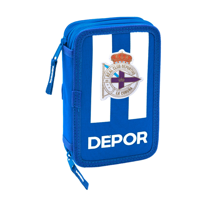 Double Pencil Case R. C. Deportivo de La Coruña Blue White (28 pcs)