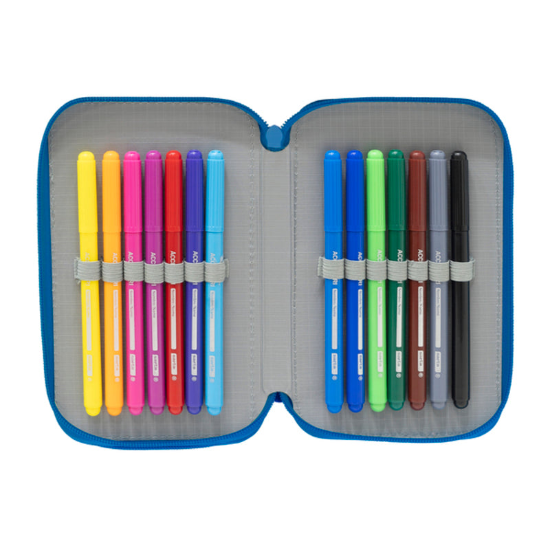 Double Pencil Case R. C. Deportivo de La Coruña Blue White (28 pcs)