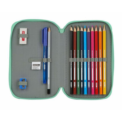 Double Pencil Case BlackFit8 Turquoise (28 pcs)