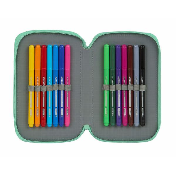 Double Pencil Case BlackFit8 Turquoise (28 pcs)