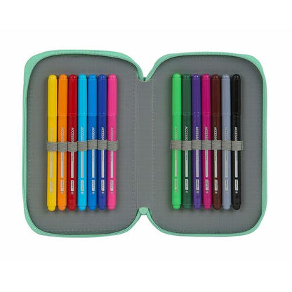 Double Pencil Case BlackFit8 Turquoise (28 pcs)