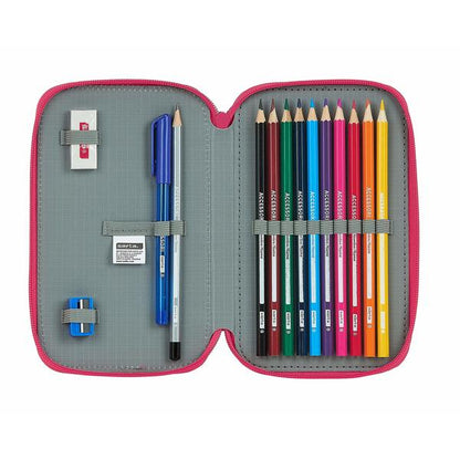Double Pencil Case BlackFit8 Pink (28 pcs)