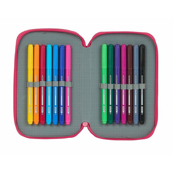 Double Pencil Case BlackFit8 Pink (28 pcs)