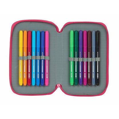 Double Pencil Case BlackFit8 Pink (28 pcs)
