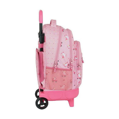 School Rucksack with Wheels Compact Glow Lab Unicorn Day Pink