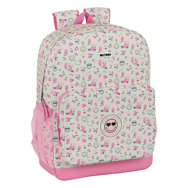 Zaino Scuola Smiley World Garden Bianco Rosa