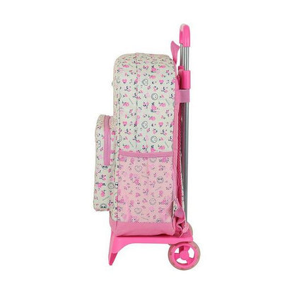 School Rucksack with Wheels 905 Smiley World Garden White Pink