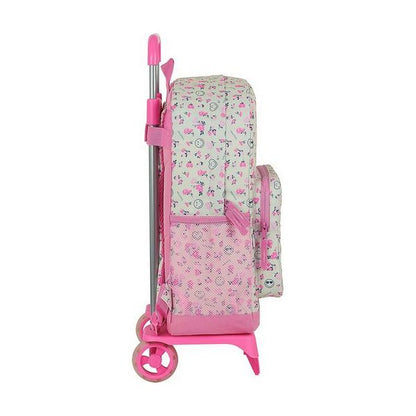 School Rucksack with Wheels 905 Smiley World Garden White Pink