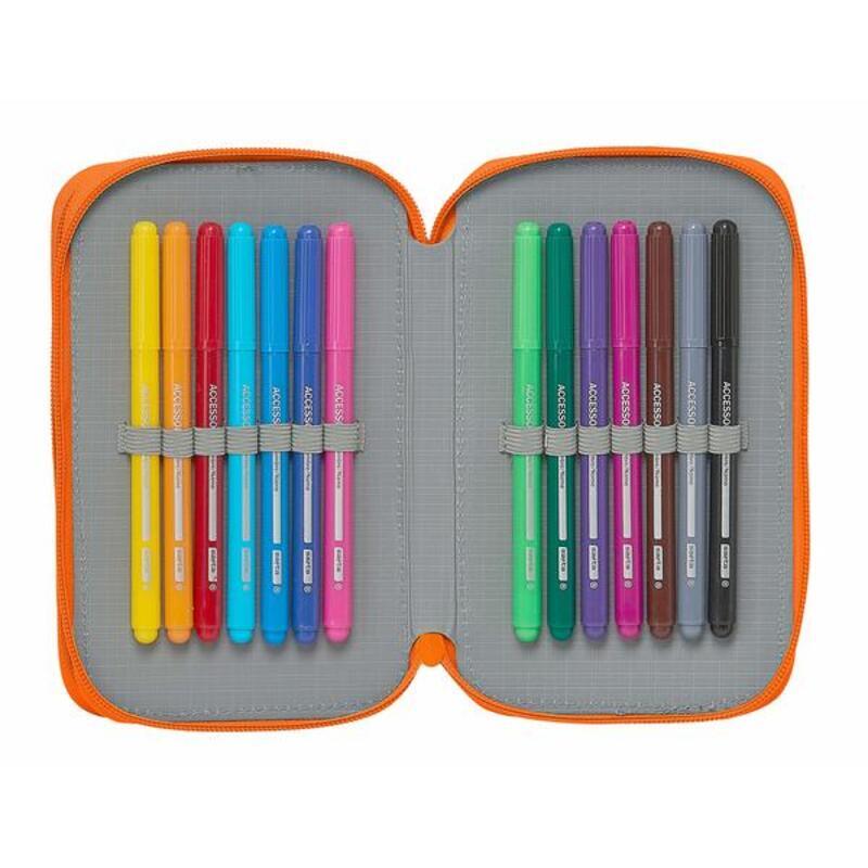 Double Pencil Case Valencia Basket Blue Orange (28 pcs)