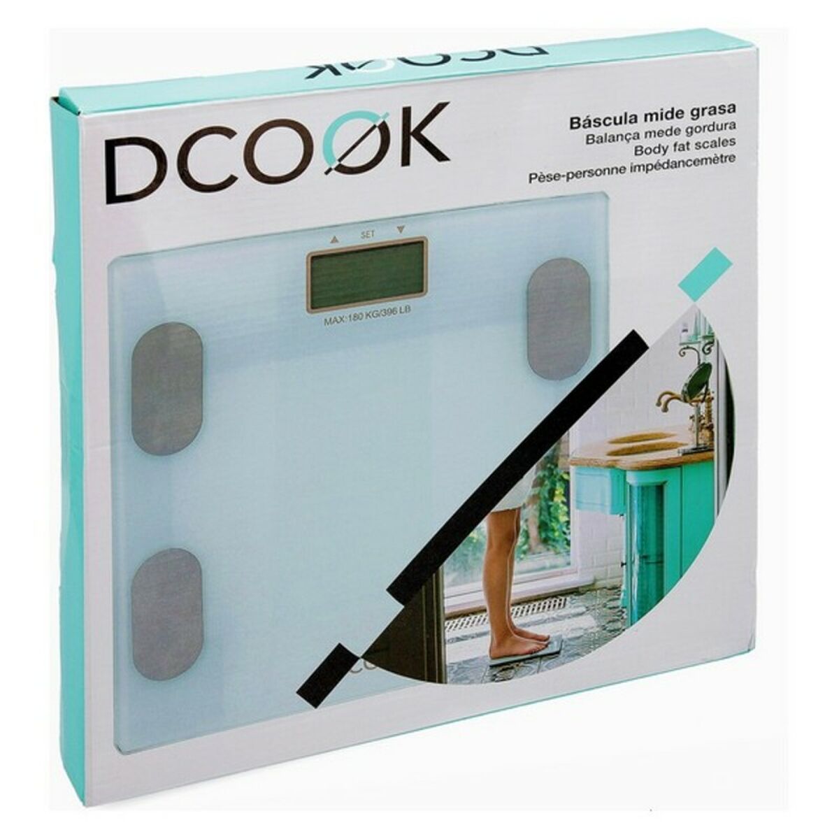 Digital Bathroom Scales Dcook White Plastic Tempered glass (30 x 30 x 2 cm)