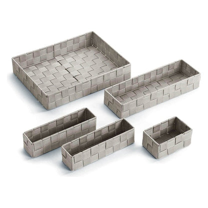 Set di scatole portaoggetti impilabili in tessuto (5 pezzi) (6 x 34 x 26 cm)