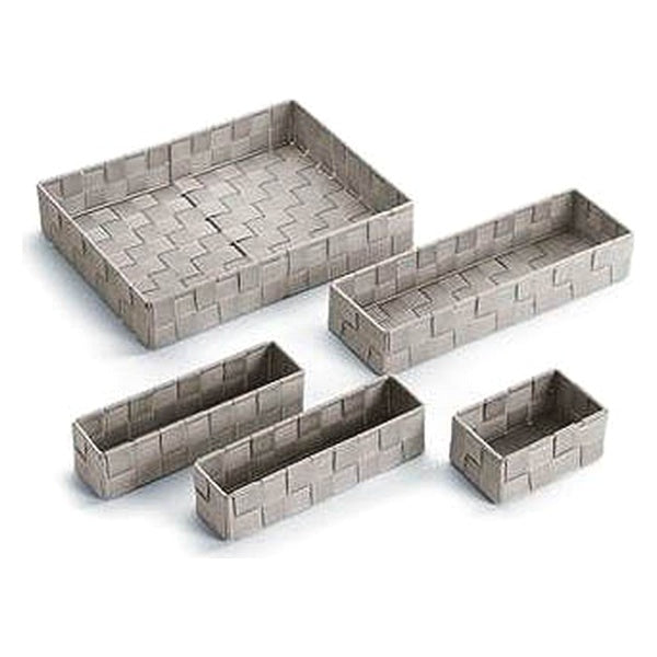 Set di scatole portaoggetti impilabili in tessuto (5 pezzi) (6 x 34 x 26 cm)