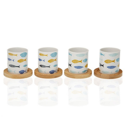 Set Tazze Caffè Pezzo Blue Bay Bamboo Porcellana (4 pz)