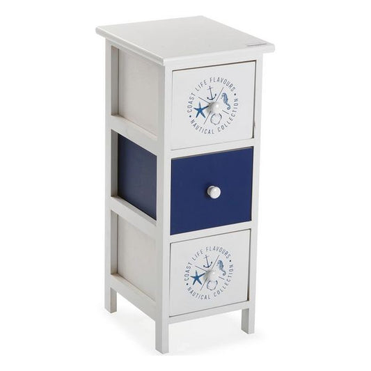 Cassettiera MDF Legno Nautica 3 cassetti (29 x 62 x 25 cm)