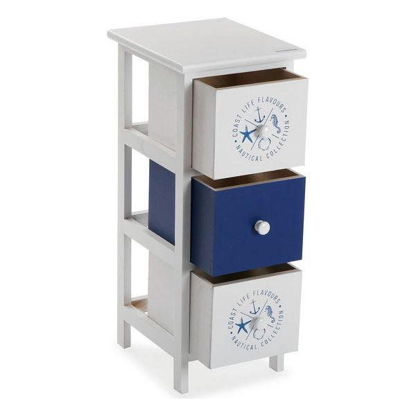 Cassettiera MDF Legno Nautica 3 cassetti (29 x 62 x 25 cm)