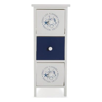 Cassettiera MDF Legno Nautica 3 cassetti (29 x 62 x 25 cm)