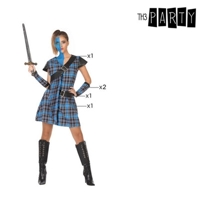 Costume per Adulti Donna Scozzese Blu 4 pz