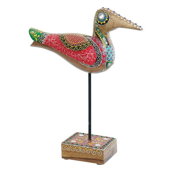 Figura decorativa DKD Home Decor Holly Fest Bird Metallo Legno di mango (24 x 8 x 31 cm)