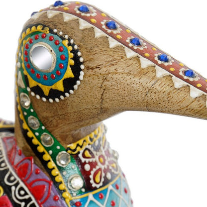 Figura decorativa DKD Home Decor Holly Fest Bird Metallo Legno di mango (24 x 8 x 31 cm)