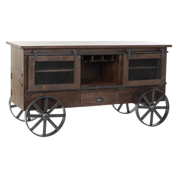 Portabottiglie DKD Home Decor Bottiglie India Con ruote Legno di mango (172 x 50 x 90 cm)