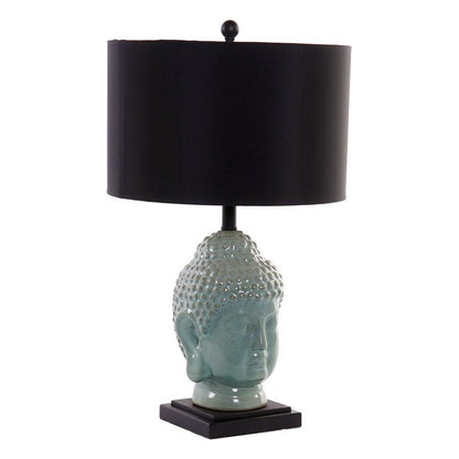 Lampada da scrivania DKD Decorazioni per la casa Poliestere Lino Metallo Ceramica Buddha orientale (40 x 40 x 74 cm)