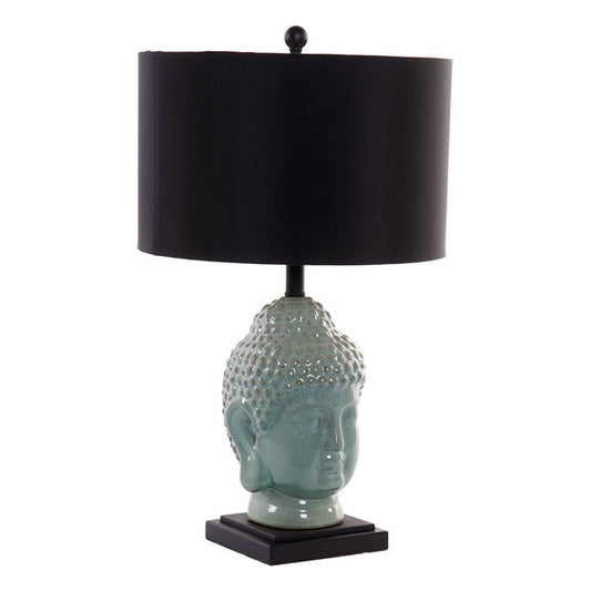 Lampada da scrivania DKD Decorazioni per la casa Poliestere Lino Metallo Ceramica Buddha orientale (40 x 40 x 74 cm)