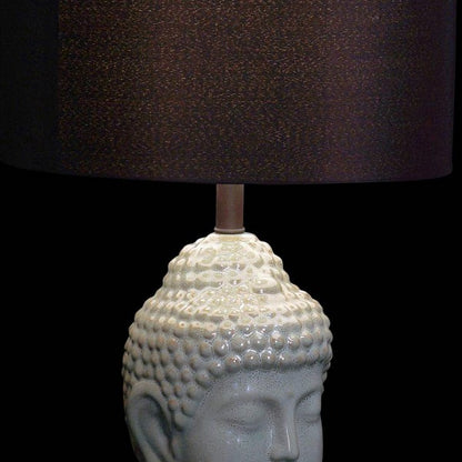 Lampada da scrivania DKD Decorazioni per la casa Poliestere Lino Metallo Ceramica Buddha orientale (40 x 40 x 74 cm)