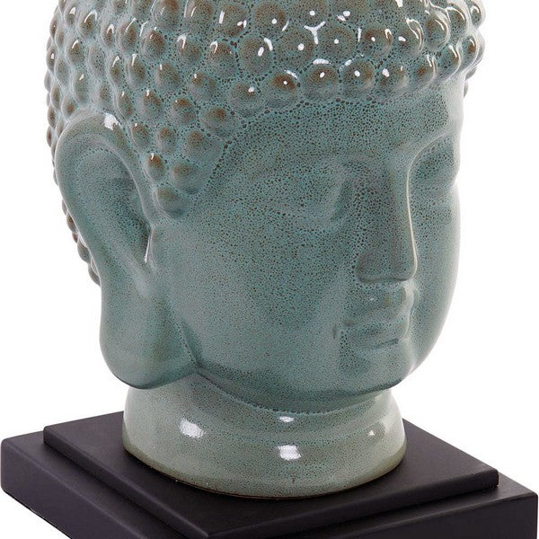 Lampada da scrivania DKD Decorazioni per la casa Poliestere Lino Metallo Ceramica Buddha orientale (40 x 40 x 74 cm)