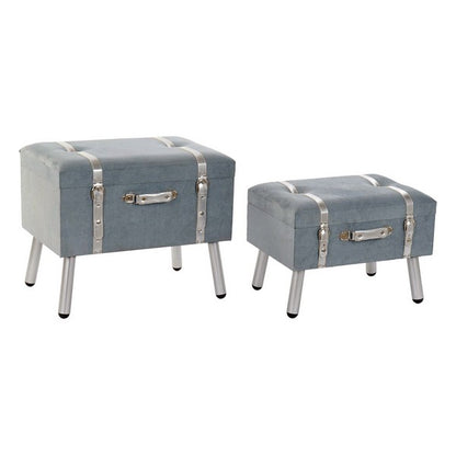 Poggiapiedi DKD Home Decor (2 pezzi) Velluto MDF Legno Chic (50 x 38 x 35 cm) (60 x 40 x 50 cm)