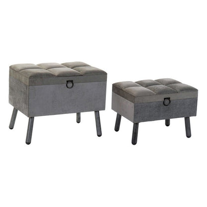 Poggiapiedi DKD Home Decor (2 pezzi) Velluto MDF Legno Loft (50 x 38 x 35 cm) (60 x 40 x 50 cm)